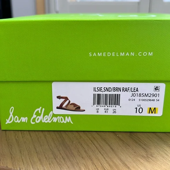 Sam Edelman Ilsie Ankle Strap Sandal Straw Cognac Size 10 - Picture 13 of 14